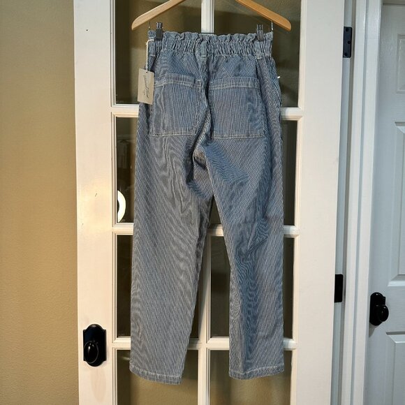 NWT Universal Thread Paper Bag Waist Striped Denim Wide Leg Jeans - size 4 - Picture 5 of 8
